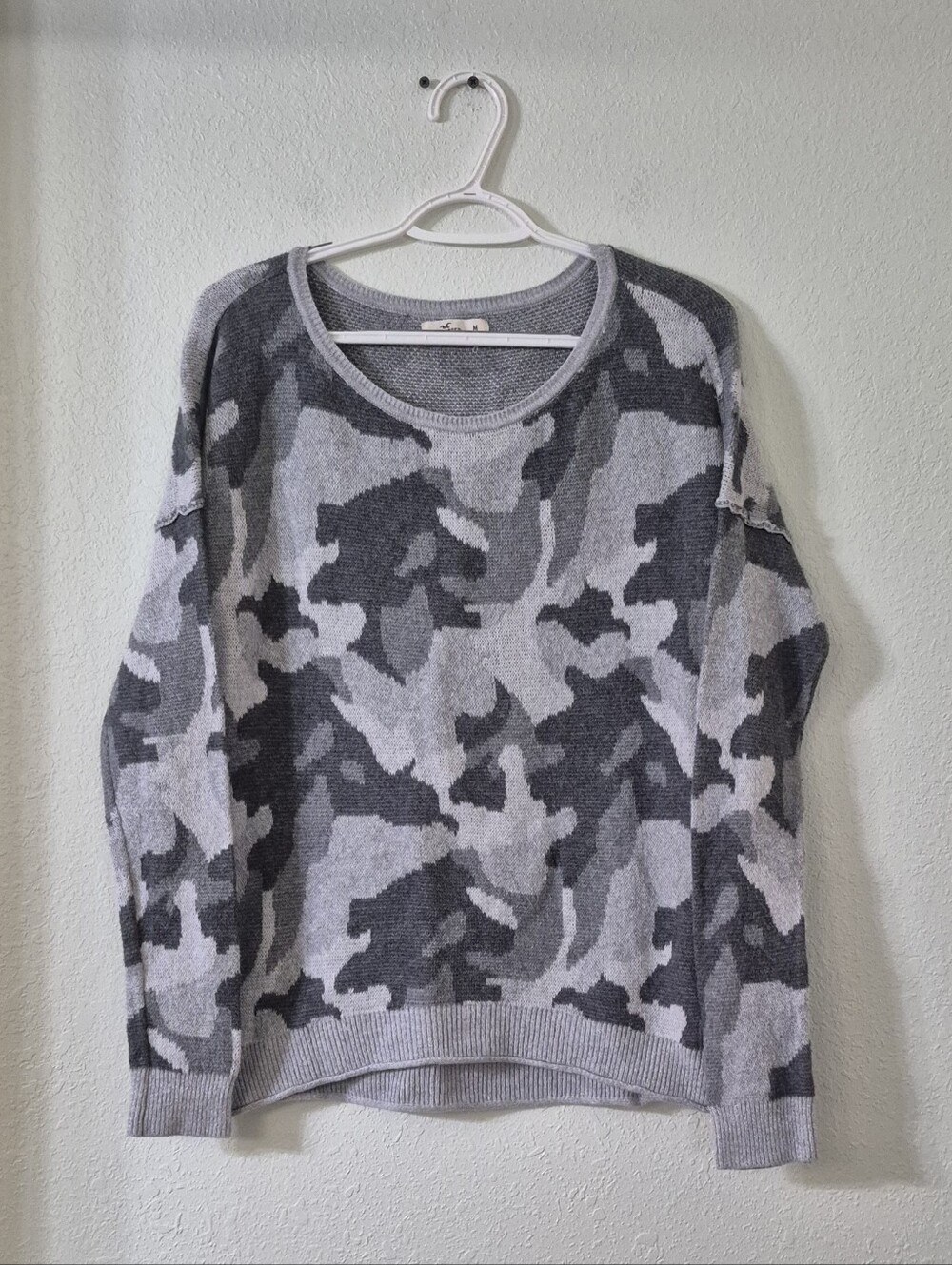 Hollister Gray Camo Crewneck Sweater